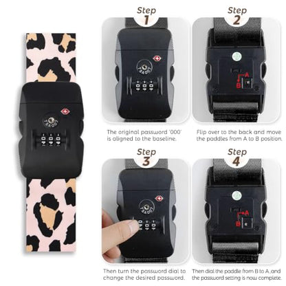 Veki Cross Luggage Straps, TSA Approved with Lock, Leopard Print, 1pc - color: Leopard Print
