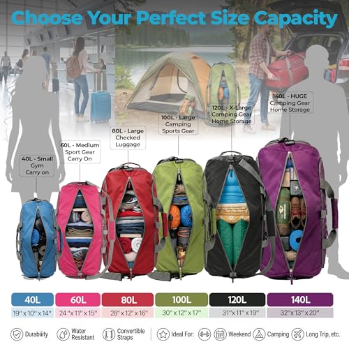Bago Travel Duffle Bag for Women & Men. Extra Large Foldable Duffel Bags - color: SnowDepBlue, size: 140L