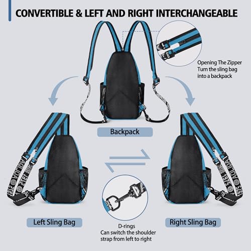 Geestock Convertible Sling Bag Crossbody Backpack for Women Men, Blue - color: Blue, size: Small