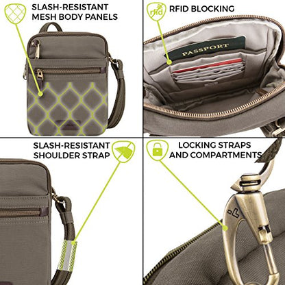 Travelon Anti-theft Courier Small N/S Slim - color: Stone Gray