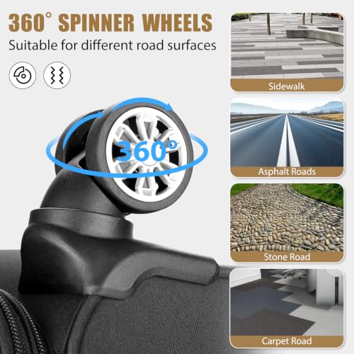 VJI 29" Carry-On Softside Expandable Suitcase with Spinner Wheels, Black - size: 29 Inch