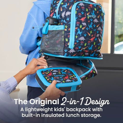 Bentgo Kids 2-in-1 Backpack & Insulated Lunch Bag with Padded Straps - color: Dinosaur, size: Kids Large