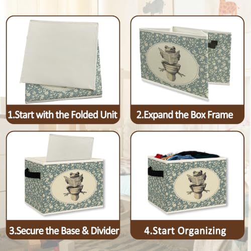 Funny Frog Bathroom Storage Bins Box Collapsible Basket - color: Color31