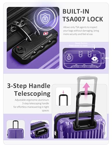 Expandable Checked Luggage Suitcase with Wheels - color: Magic, size: M(24 In)
