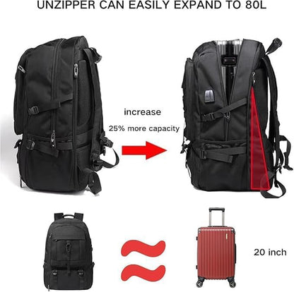 DUSLANG Travel laptop backpack, Extra Large 60L Traveling College Backpack,Large Capacity Backpack for Men Women,Fits 17 Inch Computer, USB Charging Port, Green - color: 60l Green-a