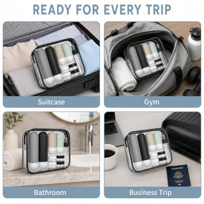 17-Piece Leak Proof Refillable Travel Bottles for Toiletries with Pouch - color: Grey