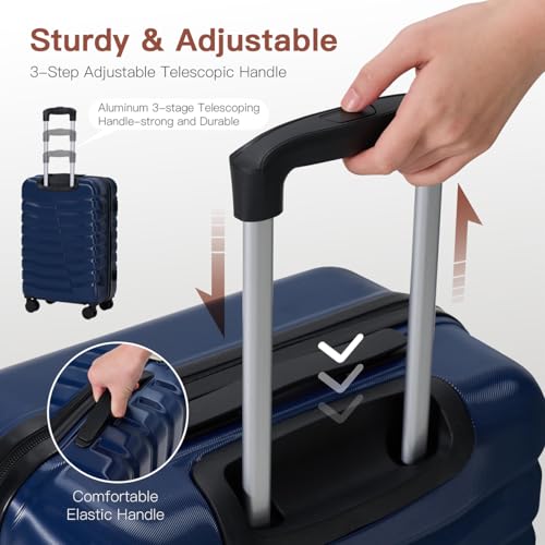 4‑Piece Hard Shell Green Suitcases Luggage Sets with Spinner Wheels - color: Dark Blue
