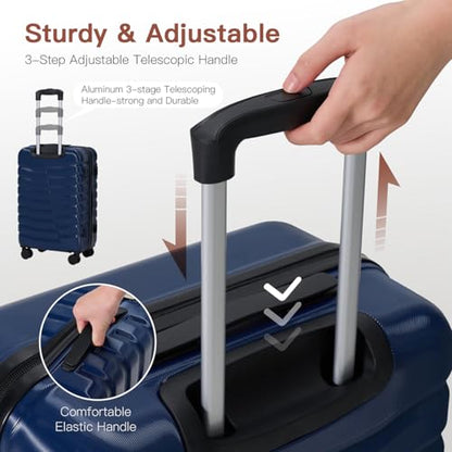 4‑Piece Hard Shell Green Suitcases Luggage Sets with Spinner Wheels - color: Dark Blue