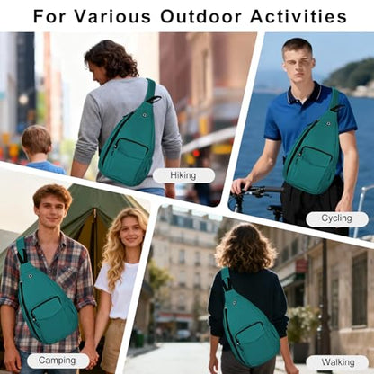 Sling Bag for Women Crossbody Chest Bag Convertible from Left to Right, Water Repellent Gym Backpack, Anit Theft - color: Forest Green