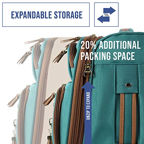 Steve Madden Designer Luggage Collection - 3 Piece Softside Expandable Lightweight Spinner Suitcase Set - Travel Set Includes 20 Inch Carry on, 24 Inch & 28-Inch Checked Suitcases, Harlo Teal Blue, - color: Harlo Teal Blue