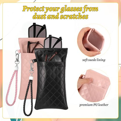 JATEBI Double Eyeglass Case 2 in 1 Hard Shell with Pouch Cleaning Cloth