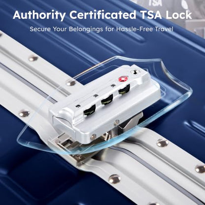 ALPHA CAMP Trunk Luggage 28 Inch with Aluminum Frame Zipperless Suitcase - color: Royal Blue, size: 28 Inch