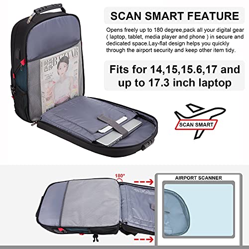 LOVEVOOK Large Laptop Backpack for Men,18.4Inch Heavy Duty Travel Backpack - color: Darkblue, size: 17 inch