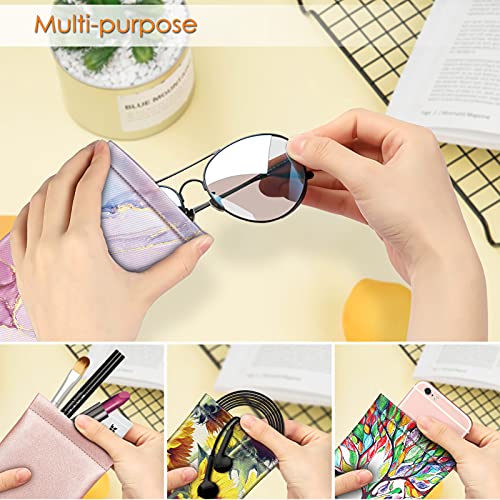 FINTIE Soft Eyeglasses Case with Cleaning Cloth, Squeeze Top Glasses Pouch - color: Glittering Marble