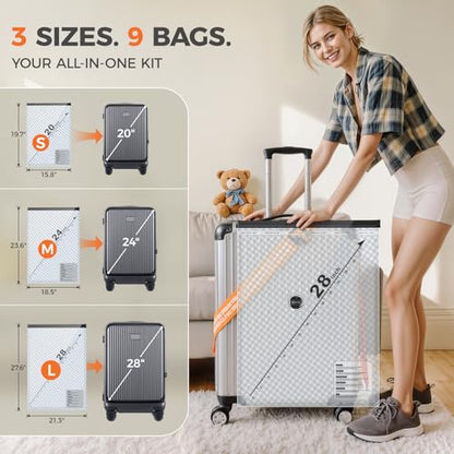 Nicetree 9-Pack Vacuum Bags for Travel with Rechargeable Pump, 3 Sizes - style: 9 Combo Set