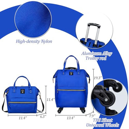 Carry On Luggage Set 18 Inch Softside Spinner Suitcase Dark Blue - color: Dark Blue