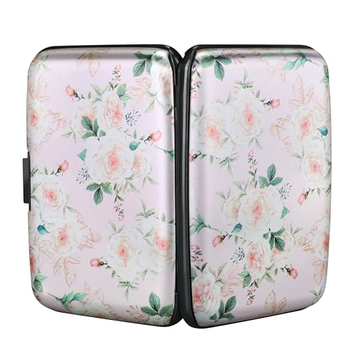 ELFISH RFID Aluminum Wallet Credit Card Protector Case Holder for Men Women - color: Pink Rose