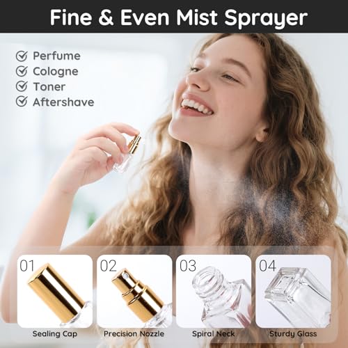 Segbeauty 20pcs 0.1oz Mini Perfume Bottle Travel, Glass Perfume Atomizer Travel Cologne Sprayer, 3ml Cologne Refillable Spray Bottle with Refill kit, Bulk Fine Mist Small Atomizer Sprayer with Pump - size: 0.1oz/3ml