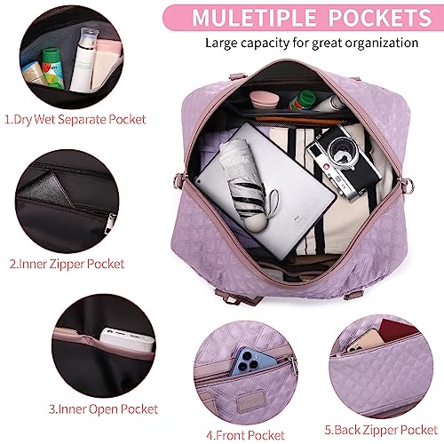4PCS Weekender Bags for Women Large Overnight Weekend Travel Duffel Bags - color: Purple-LG