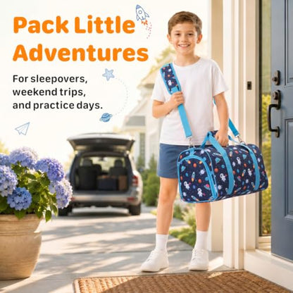 Kids Travel Duffle Bag - Weekender Bag for Boys 3-8 Year Olds - color: 02 Blue Space, size: Medium-25L(Ages 3-8)