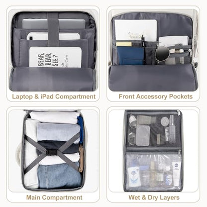 Sinaliy Travel Backpack, TSA Carry on Flight Approved Backpack - color: Beige, size: X-Large
