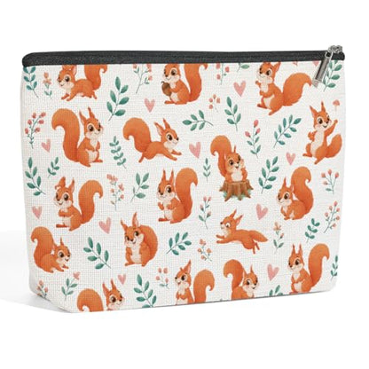 Cute Red Squirrel Leaf Floral Makeup Bag, Cosmetic Bags for Women - color: Cute Squirrel 442