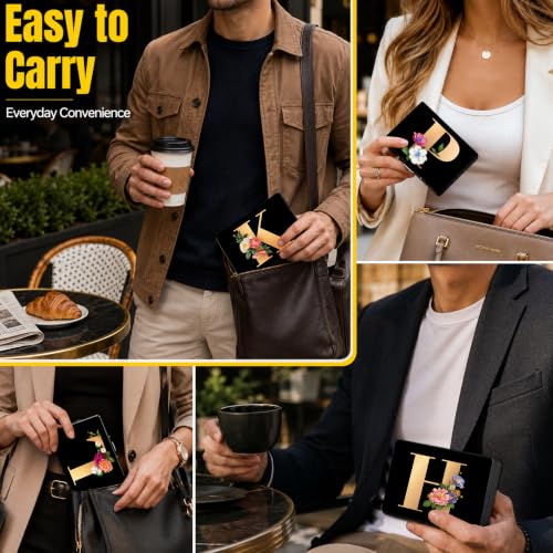 Initial E Metal Wallet Credit Card Protector Case Equipped RFID Blocking | with Pop-Up Button Slim Business Cards Holder Aluminum Cards Case Exclusive Initial E Gifts for Women Men - color: Letter E