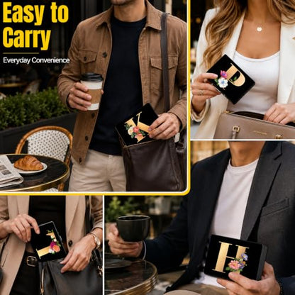 Initial E Metal Wallet Credit Card Protector Case Equipped RFID Blocking | with Pop-Up Button Slim Business Cards Holder Aluminum Cards Case Exclusive Initial E Gifts for Women Men - color: Letter E