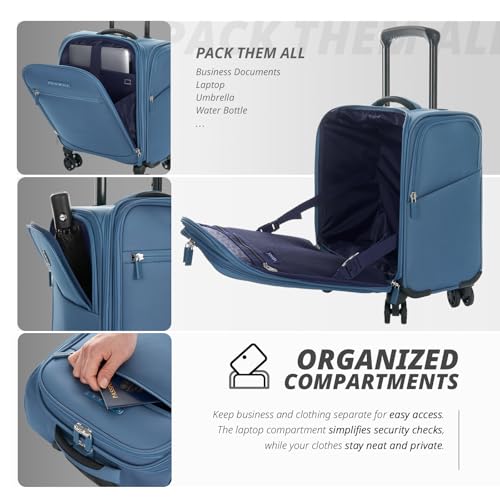 Verage Underseat Carry On Luggage with Wheels,14.5-Inch,Coast Blue - color: Coast Blue, size: 14.5-Inch Plus Underseat