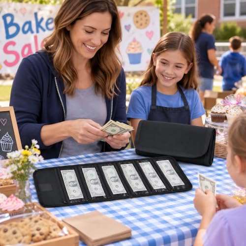 Money Organizer with Zipper,Cash Envelopes Budget Binder - color: Black