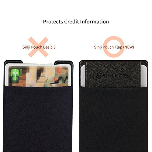 Sinjimoru Card Holder for Back of Phone, Stick on Phone Wallet, Black - color: Black