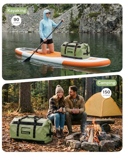Gonex Waterproof Duffel Bag, 90L Heavy Duty Dry Bag, Reinforced Bottom - color: Army Green, size: 90L