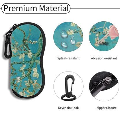 Hion Sunglasses Soft Case Ultra Light Neoprene Zipper Eyeglass Case With Belt Clip - color: 2b-almond Blossom