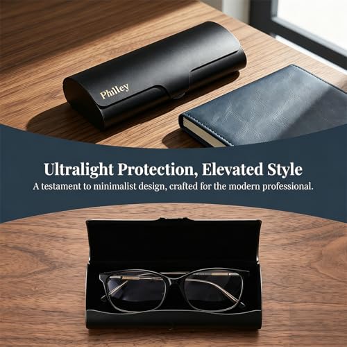 Philley Aluminum Ultra-Light Eyeglasses Slim Reading Glasses Case - color: Black