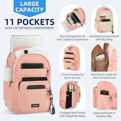 HanTrip 18 Inch Carry on Travel Backpack with Lots of Pockets, Pink - color: Pink, size: 18 Inch