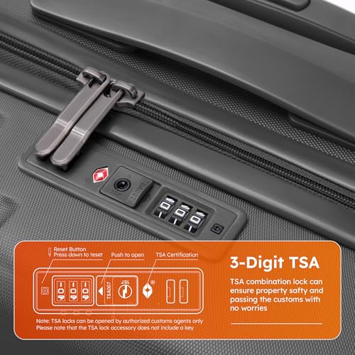 ALPHA CAMP Carry On Luggage 22x14x10 Airline Approved Hardshell - color: Black