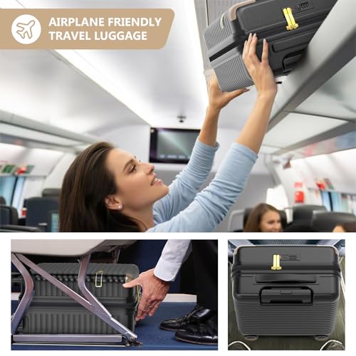 Joyway Carry on Luggage Airline Approved with TSA Lock, Hard Shell 18 Inch Travel Carry-on Suitcase with Spinner Wheels (Black, 18 Inch Luggage) - color: Black