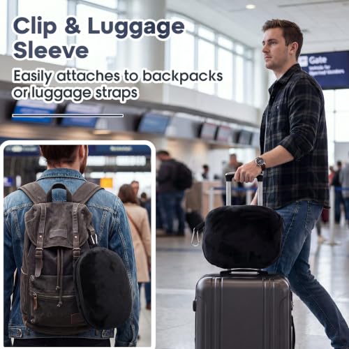 Hooded Blanket for Airplane Travel, Compact Fleece, Black - color: Black
