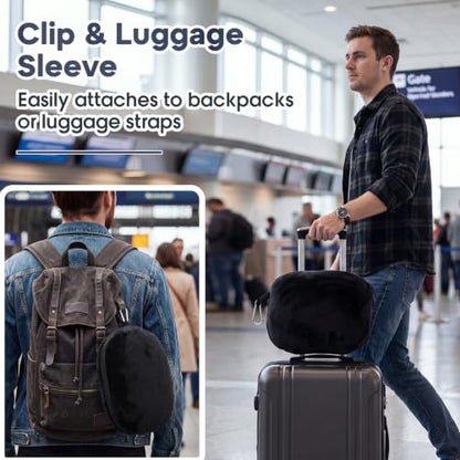 Hooded Blanket for Airplane Travel, Compact Fleece, Black - color: Black