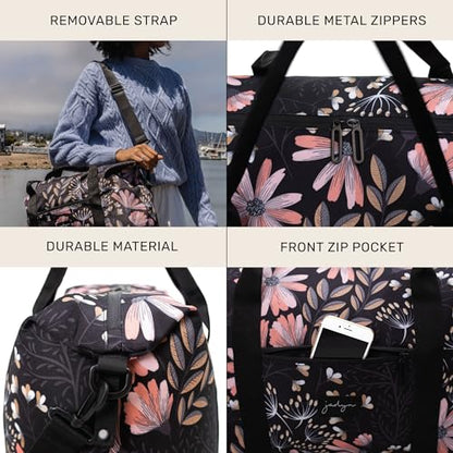 Jadyn Lola Travel Bag, Weekender/Overnight Duffel, Gym Tote Bag for Women, Men - color: Black Floral