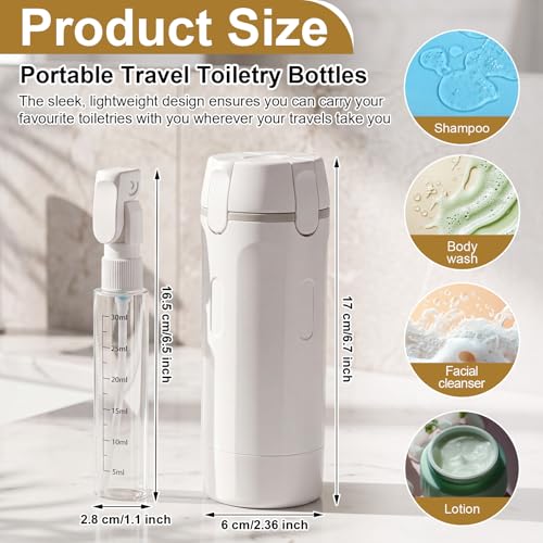 Domensi 2 Pack 4 in 1 Travel Dispenser, White - color: White