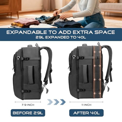 Travel Backpack for Men, TSA Carry On Backpack Flight Approved - color: Black, size: 17.3 Inch