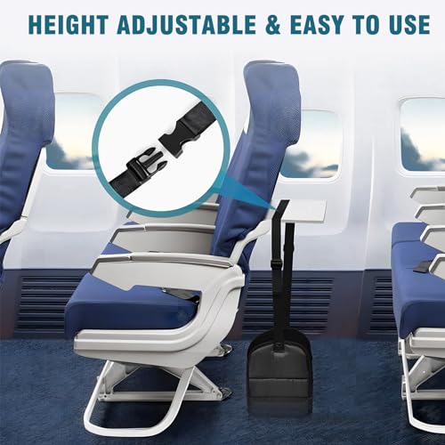 Airplane Travel Footrest, with Adjustable Straps, Black Color, Memory Foam Material, a Travel Accessory for Relaxing Your Feet