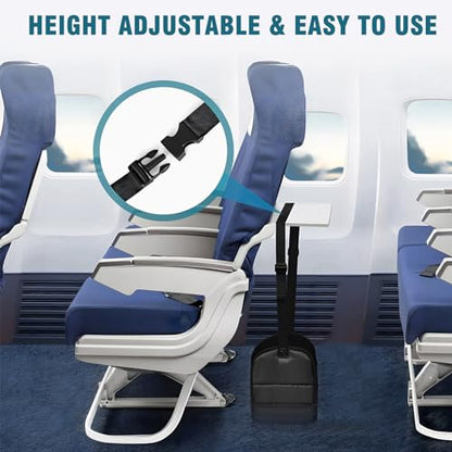 Airplane Travel Footrest, with Adjustable Straps, Black Color, Memory Foam Material, a Travel Accessory for Relaxing Your Feet