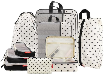 U+U 10 Set Compression Packing Cubes, Travel Organizers (Polka Dot) - color: Polka Dot-02, size: 10 Set