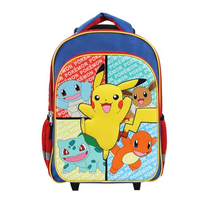 Bioworld Pokemon Pikachu And Favorite Characters 16" Youth Rolling Backpack - color: POK Characters