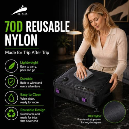 LIL SUB Travel Vacuum Compression Bag, 2-Way Packing Bag with Built-In Hand Pump and External Pump Port, IPX8 Waterproof 70D Nylon, IP68 Airtight Zipper, 22L Space Gray, 1 Pack - color: 22L Black - 1PC Built-In Hand Pump