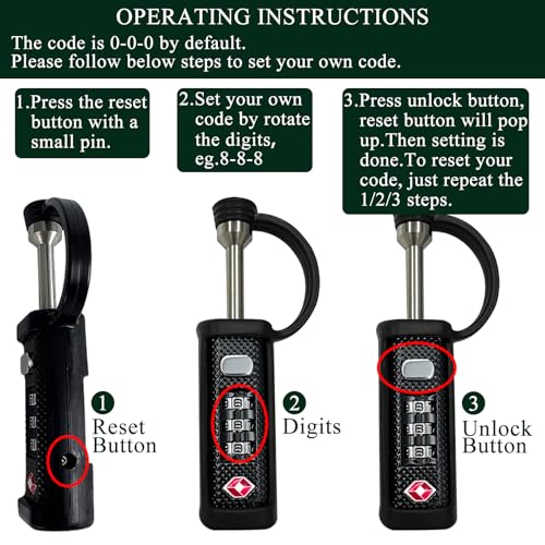 LAFENLIN TSA Padlock 4-Pack for Gun Cases, 3-Dial Combo Lock, Moss | TSA-approved Gun Case Lock for Rifle & Pistol Cases (No Key). Sturdy Alloy Body, Cut-resistant Steel Shaft, Weatherproof - color: Moss