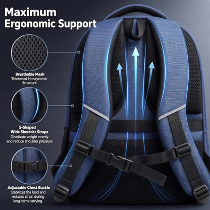 Amovee Laptop Backpack,Work Computer Bag, Airline Approved Carry-On Bookbag - color: Navy Blue
