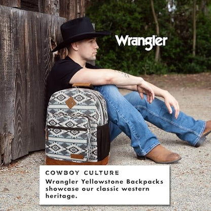 Wrangler Yellowstone Sturdy Backpack, Water-Resistant Casual Travel Daypack - color: Grey